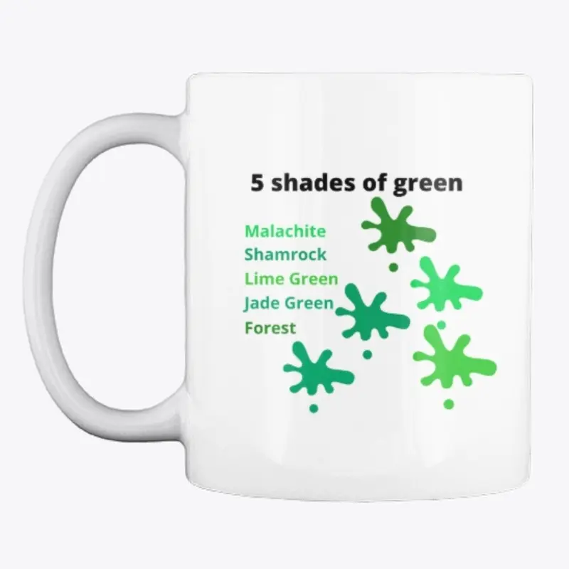 5 shades of green mug colorful