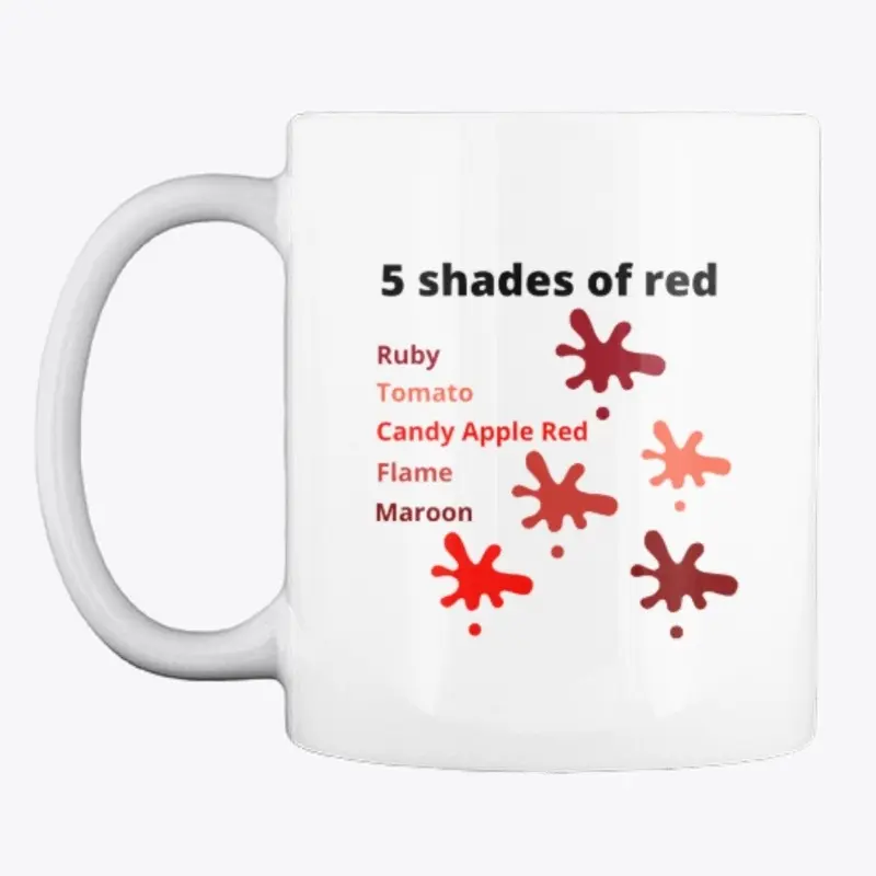 5 shades of red mug colorful