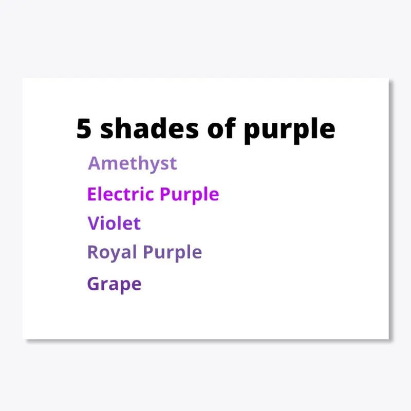 5 shades of purple sticker