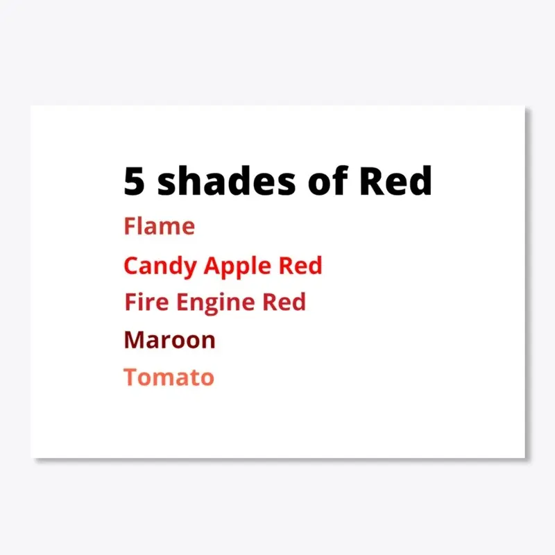 5 shades of red sticker