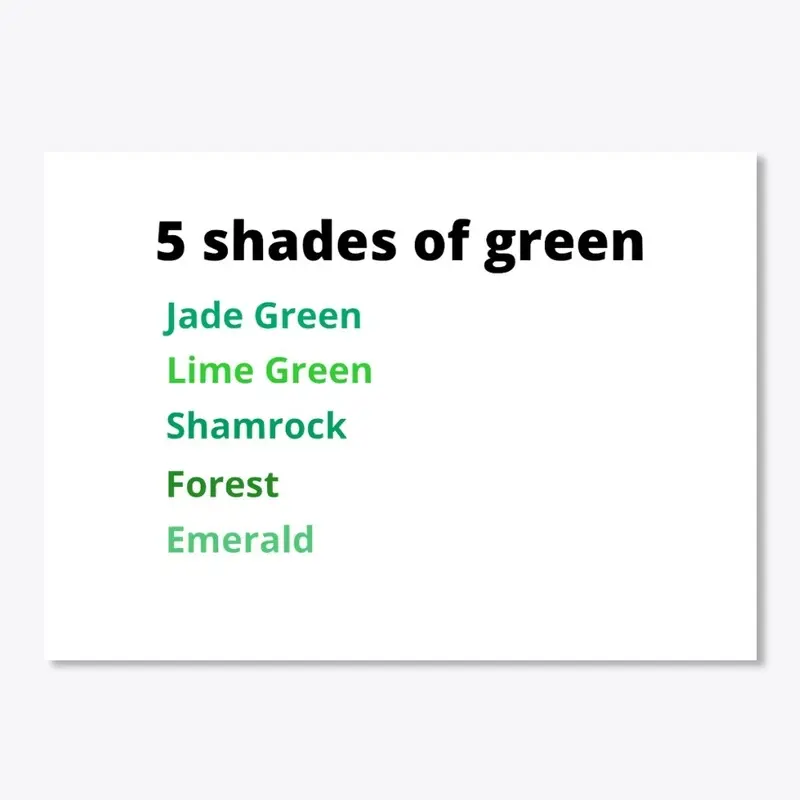 5 shades of green sticker