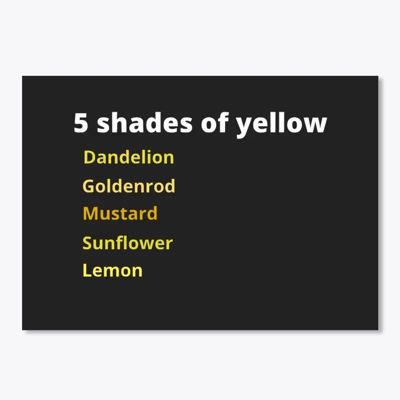 5 shades of yellow sticker